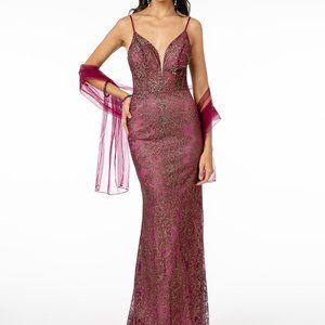 Mesh Sweetheart Fitted Long Dress GSGL2989